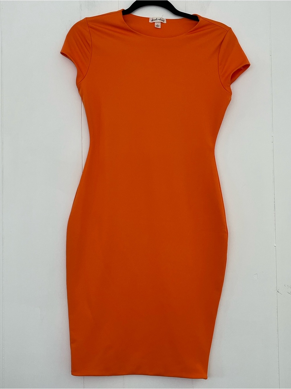 Derek Heart Classic Orange Midi Cap-Sleeve Body-con Sheath Dress Size Medium